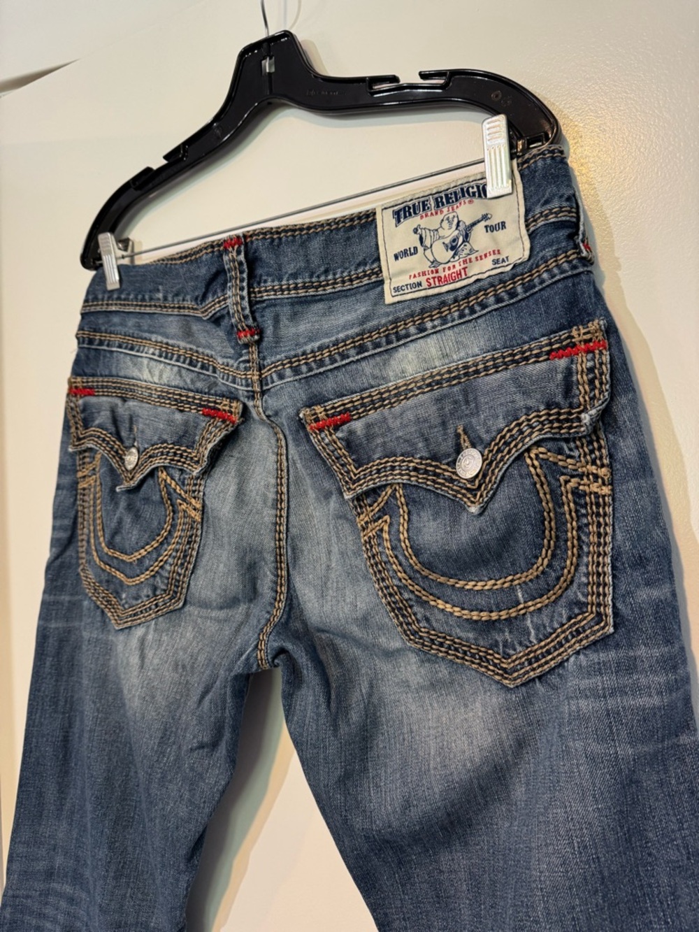 VTG True Religion MEGA T Straight Leg Jeans - Size 34 - Thick Stitch